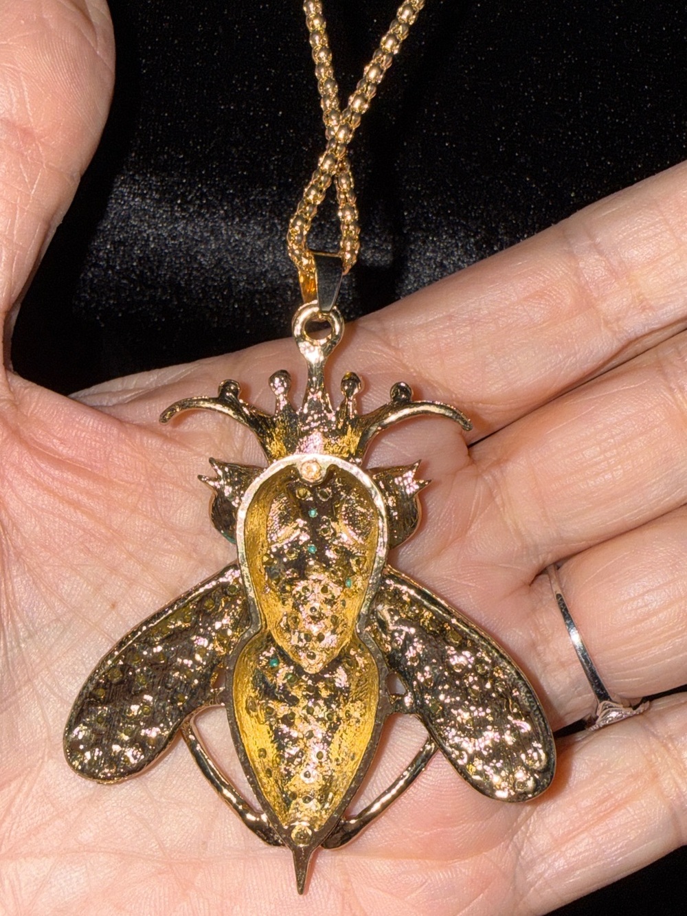 Betsey Johnson Blue and Gold Bee Pendant Necklace - Picture 6 of 6